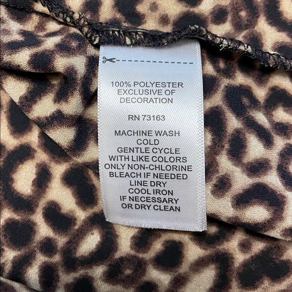 Spense Animal Print Shirt Midi Dress Size 14 Long Sleeve Brown Tan Button Up - Picture 10 of 14